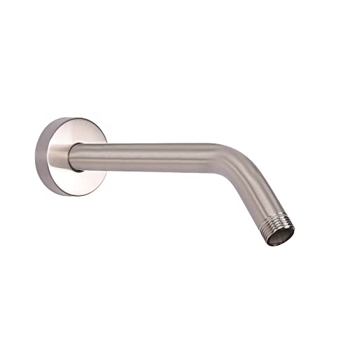 Shower Arm with Flange and Teflon Tape, Wall Mounted Shower Pipe 304 Stainless Steel Extension Arm for Fixed Shower Head & Handheld (8 Inch, Brushed Nickel) - color: Brushed Nickel, style: 8 Inch