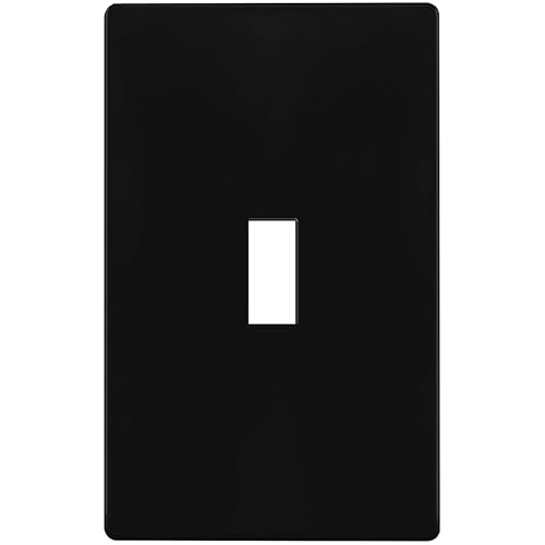 TG Mid-Size Screwless Toggle Light Switch Cover Plate, 1 Pack, Black - color: Black, size: 1 Gang
