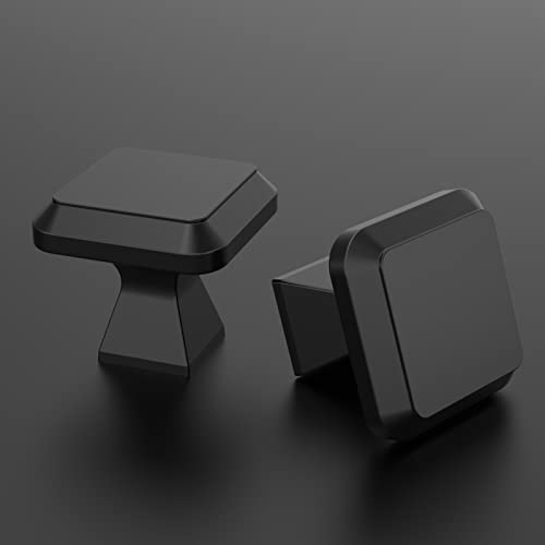 Amerdeco 10 Pack Matte Black Kitchen Cabinet Knobs Cabinet Hardware Single Hole Cabinet Pulls Dresser Knobs Square Drawer Knobs and Pulls for Bathroom Cabinets ZH0002 - color: Matte Black, size: Single Hole