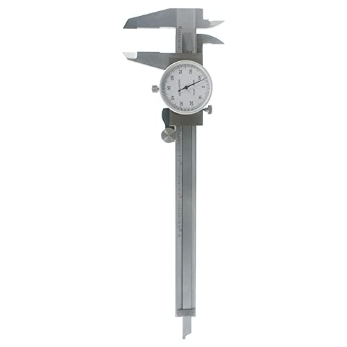 Stainless Steel 6-Inch Dial Caliper - Measuring Range 0-6 Inch for Internal and External Dimensions and Depth - Easy to Use Tool With Suitcase