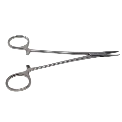 Mayo Hegar Needle Holder Driver with Cross Serrated Jaws Made of Stainless Steel Comes in Multi Position Locking Mechanism Clamping Pliers (6" - Left Handed) - size: 6" - Left Handed