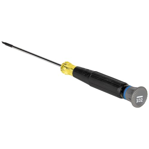 Klein Tools 6243 Mini Precision Screwdriver, 3/32-Inch Slotted, Features Cushion-Grip Handle, Rotating Cap, Color Coded Ring, 3-Inch Shank - style: 3/32-Inch Slotted