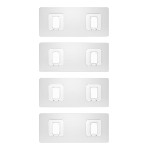4 Pack Shower Caddy Adhesive Replacement, Waterproof Adhesive Strips for Shower Shelf, Strong Adhesive Flat Hooks for Bathroom Storage Shelves and Kitchen Racks No Drilling, Clear - color: Transparent-4 Pack