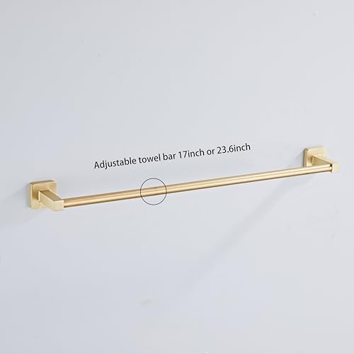 Brusehd Light Gold Bathroom Hardware Set 4 Pieces,Bathroom Accessories Set Stainless Steel Wall Mounted, Hand Towel Bar, Towel Ring, Robe Towel Hooks,Toilet Paper Holder,Towel Bar Set, 23.6 Inch… - color: Brusehd Light Gold-4pcs, size: 23.6Inch