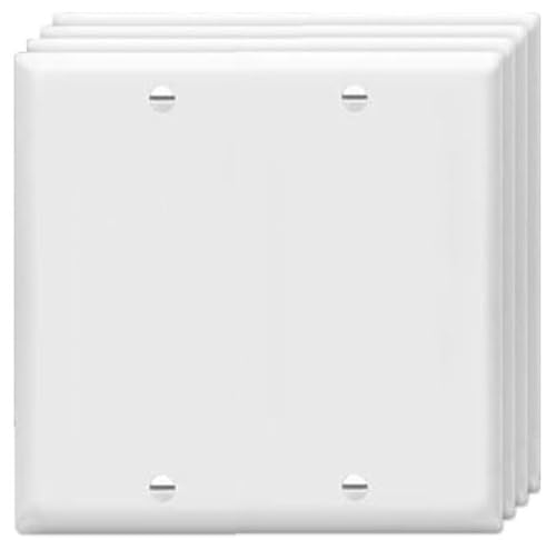 ZEFTV Blank Wall Plates 2-Gang blank Switch Outlet Electrical Cover Plate Unbreakable Thermoplastic Faceplate for Light Receptacle Outlet Switch, White (4 Pack) - color: Double Blank, size: 4 Pack