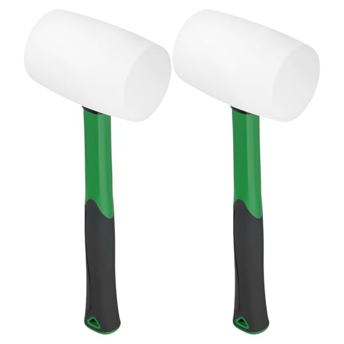 2 Pack 32 oz Rubber Mallet Hammers with Non-Slip Grip Handle, Non-Marking Rubber Hammer for Flooring Installation, Camping Tent Stakes, Auto Repair