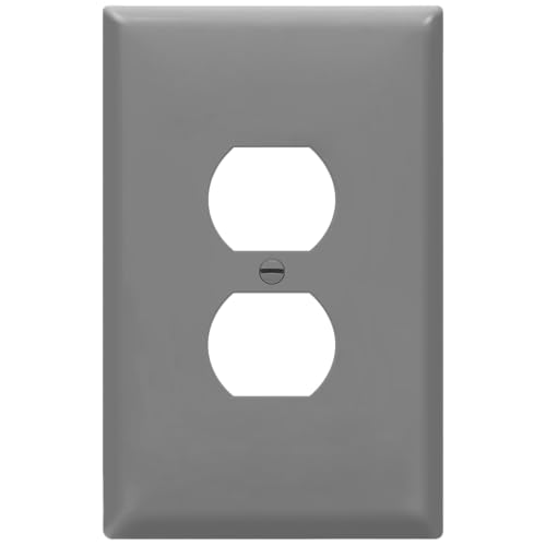 ENERLITES Oversized Duplex Outlet Covers, Jumbo Wall Plate, 1 Pack, Gray - color: Gray, size: Over-Size