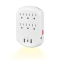BN-LINK Outlet Extender, Multi Plug Outlets with 6 Outlets 3 USB Ports (3.4A Total), Dusk-to-Dawn Sensor Night Light, Outlet Splitter with Top Phone Holder, for Traveling, Home, School, Office - size: 6 Outlets - Night Light (USB)
