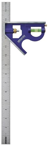 IRWIN Tools Combination Square, Metal-Body, 16-Inch (1794471), Blue - size: 16-inch