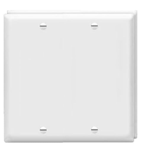 ZEFTV Blank Wall Plates 2-Gang blank Switch Outlet Electrical Cover Plate Unbreakable Thermoplastic Faceplate for Light Receptacle Outlet Switch, White (2 Pack) - color: Double Blank, size: 2 Pack