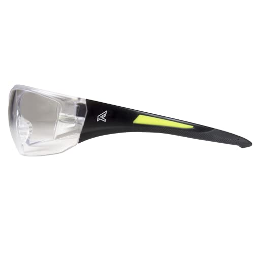 Edge SD111-G2 Delano G2 Wrap-Around Safety Glasses, Anti-Scratch, Non-Slip, UV 400, Military Grade, ANSI/ISEA & MCEPS Compliant, 5.04" Wide, Black Frame / Clear Lens - color: Clear