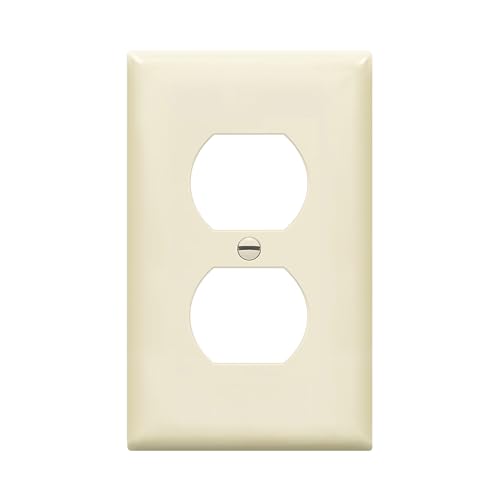 ENERLITES Mid-Size Duplex Outlet Covers Wall Plate, 1 Pack, Light Almond - color: Light Almond, size: Mid-Size
