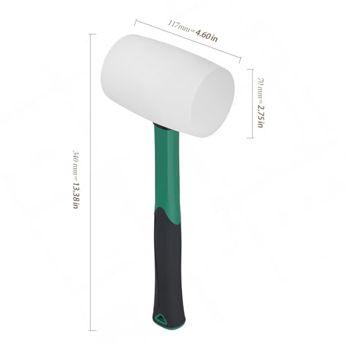 2 Pack 32 oz Rubber Mallet Hammers with Non-Slip Grip Handle, Non-Marking Rubber Hammer for Flooring Installation, Camping Tent Stakes, Auto Repair