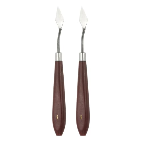 HARFINGTON 2pcs Palette Knife Painting Tool 1.18" x 0.51" Stainless Steel Art Spatula Pallet Knives Scrapers Tools with Plastic Handle for Acrylic Oil Canvas Mixing Spreading, Red/Silver - size: 1.18" x 0.51"