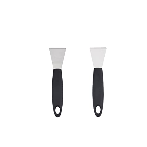 Stainless Steel metal Scraper, stove top Oven Scraper Tool non scratch, window glass scraper,Kitchen Cleaning,glass stripper,Putty,grout,sticker,Wallpaper, Paint,cooktop,Straight + Bending 2-PCS