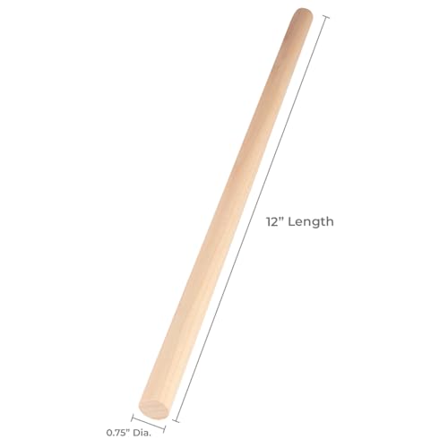 Round Wooden Dowel Rod 3/4" x 12" (4-Pack) - size: 3/4" x 12"