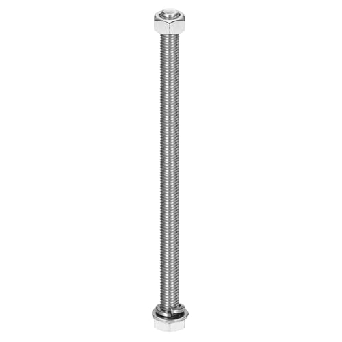 MECCANIXITY M10 x 200mm 304 Stainless Steel Hex Head Screws Bolts, Nuts, Flat & Lock Washers Assortment Kit, Fully Threaded, Bright Finish for Home, Electronic, Machine, 1 Sets - size: M10 x 200mm