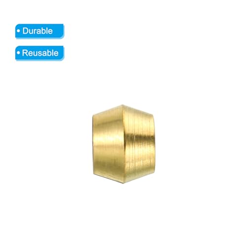 PATIKIL 5mm Tube OD Brass Compression Sleeves Ferrules, 50 Pack Brass Ferrule Fitting Brass Compression Fitting Assortment Kit for Air Water Gas Pipe - size: 5mm