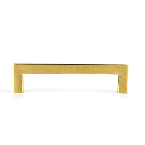 Ravinte Brushed Brass Square Cabinet Handles Drawer Pulls,5 Inch,30 Pack | Screws Included, Stainless Steel, Square Bar Grip, Easy Install, Kitchen Cabinet Hardware, For Cupboards, Drawers, Dressers - color: Brushed Brass