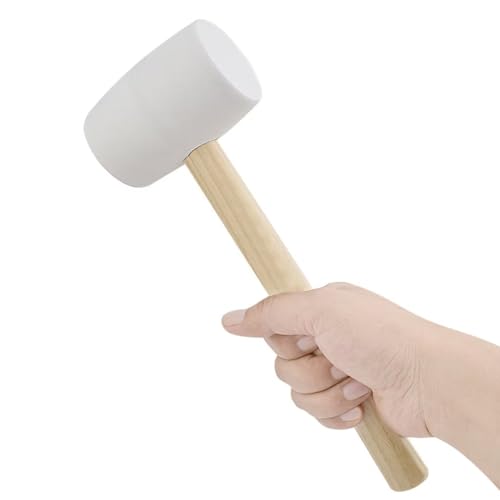 Gunpla Rubber Mallet - 8 oz Anti-Slip Wooden Handle Soft Double Face White Rubber Head Mallet for DIY, Tile Setting, Laminate Flooring Installs & More - size: 8oz