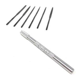 Excel Blades Mini Needle File Set – Hardened Alloy Steel, Includes Flat, Warding, Square, Triangular, Round & Half-Round Files with USA-Made Aluminum Handle - style: File Set w/ Handle