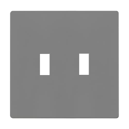 ENERLITES Screwless Double Toggle Light Switch Wall Plate Cover, Gray - color: Gray, size: Screwless