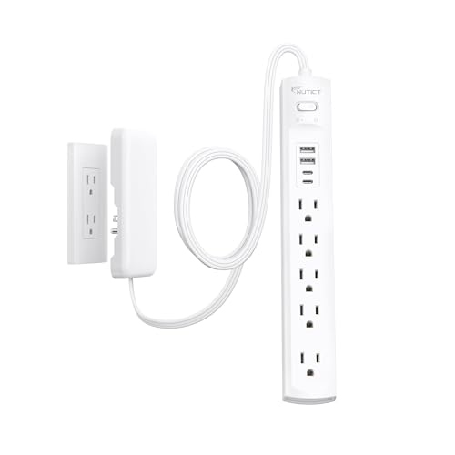 Flat Plug Surge Protector Power Strip, Outlet Cover Extension Cord, 10ft - size: 5AC(10FT-3Prong)