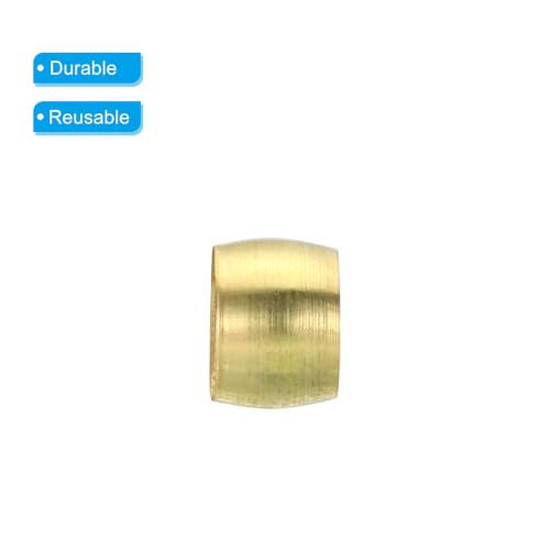 PATIKIL 6mm Tube OD Brass Compression Sleeves Ferrules, 50 Pack Brass Ferrule Fitting Brass Compression Fitting Assortment Kit for Air Water Gas Pipe - size: 6mm