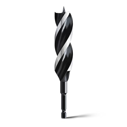 1-1/8" x 6" Auger Drill Bit for Soft and Hard Wood,Hex Shank - size: 1-1/8", style: 6"