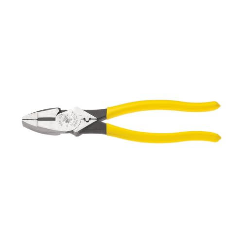 Klein Tools D213-9NE-CR Lineman's Crimping Pliers, Made in USA, Streamlined High-Leverage Design Made of Induction Hardened Steel, 9-Inch - style: With Crimping