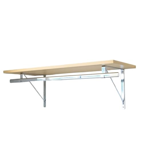 Custom Cut-to-Size Premium Wall-Mounted Shelf with Rod and Bracket Kit. 3/4" Thick Shelves, 14 inches deep. Customize the Length from 16" up to 72". - color: Maple - Chrome, size: 16 - 44