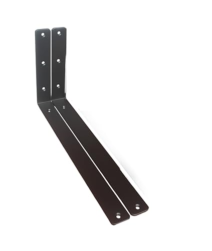 2 Pack - L 16" x H 8" x W1.5, 5mm Thick Black L Shelf Bracket, Iron Shelf Brackets, Metal Shelf Brackets, Floating Shelf, Shelf Supports with Screws - size: 16''x8'', style: Black 2 Pack