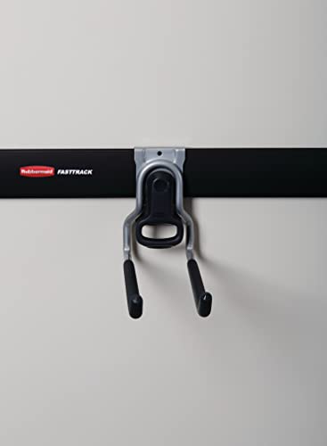 Rubbermaid FastTrack Garage Organization Multi-Purpose Hook, 50 lbs Capacity, Satin Nickel, Wall Mounted Storage System, Direct Mount into Rail for Home Organization - style: Multi-Purpose Hook