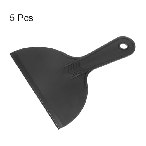 HARFINGTON 5pcs Putty Scraper 6" Width 6mm Thin Flexible Plastic Putty Knives for Taping Drywall Spreading Painting Wall Scratching - color: Black, size: 6"