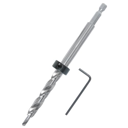 POWERTEC 1/4" Hex Shank Pocket Hole Drill Bit, Replacement Twist Step Drill Bit with Depth Stop Collar for Pocket Hole Jig System, Precision Drill Guide Woodworking Tools Accessories (71933) - style: 3/8" Step Drill Bit (1/4" Hex Shank)