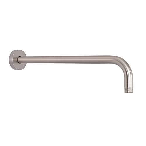 Shower Arm with Flange and Teflon Tape, Wall Mounted Shower Pipe 304 Stainless Steel Extension Arm for Fixed Shower Head & Handheld (15 Inch, Brushed Nickel) - color: Brushed Nickel, style: 15 Inch