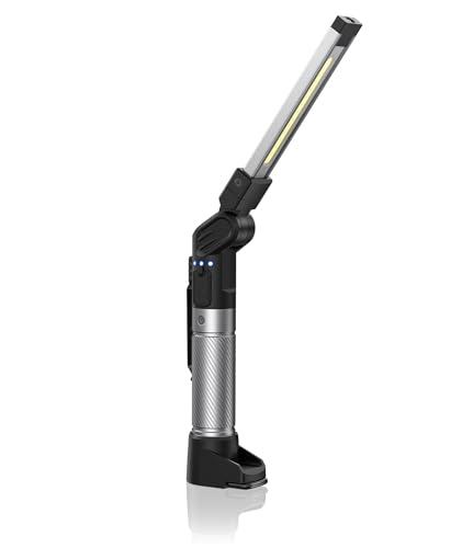 HOTLIGH Magnetic Work Light - 800 Lumens Rechargeable Work Light with Multifunctional Foldable Design, 2200 mAh Mechanic Light, 3 Lighting Modes Magnetic Flashlight for Car Repairing/Emergency, 1 Pack