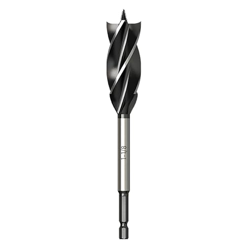 Wood Drill Bit 1-1/8 in. x 6-1/2 in. Auger Drill Bits for Wood with 1/4 Inch Quick Change Hex Shank - size: 1-1/8 Inch
