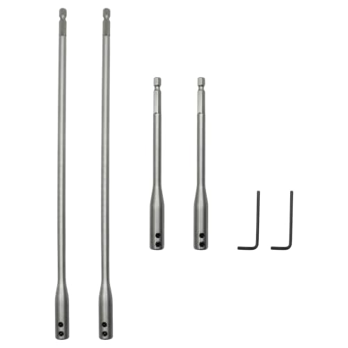 8 Pcs 1/4 Inch Drill Bit Extension Set, 6 and 12 Inch Wood Spade Drill Bit Extender for Enhanced Reach in Drilling Tasks, Suitable for Carpentry and Construction with 4 Pcs Keys