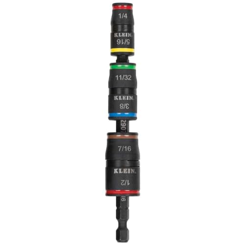 Klein Tools 32907 Impact Driver, 7-in-1 SAE Impact Socket Set, Flip Socket Set with 1/4, 5/16, 11/32, 3/8, 7/16 and 1/2-Inch Nut Driver Sizes and 1/4-Inch Bit Holder, 5-Inch Shaft - color: 7-in-1 W/ 11/32-inch
