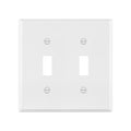 ENERLITES Double Toggle Light Switch Metal Cover Plate, 2-Gang White Matte - color: White Matte, size: Standard Size