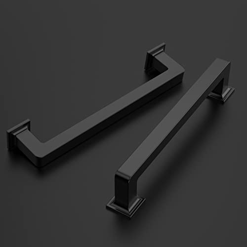 Amerdeco 10 Pack Matte Black Cabinet Pulls 5 Inch(128MM) Hole Centers Kitchen Cabinet Handles Cabinet Hardware Kitchen Handles for Cabinets Cupboard Handles Drawer Pulls ZH0019 - color: Matte Black, size: 5" Hole Center