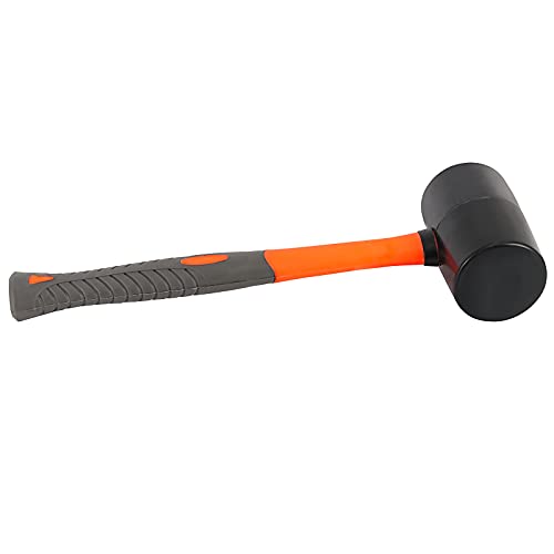 ZOENHOU 2 PCS 32 Oz Black Rubber Mallet Hammer, Solid Rubber Mallet Head with Non Slip Handle, Rubber Hammer for All Projects - color: Black, size: 32 Oz
