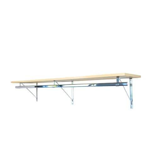 Custom Cut-to-Size Premium Wall-Mounted Shelf with Rod and Bracket Kit. 3/4" Thick Shelves, 14 inches deep. Customize the Length from 16" up to 72". - color: Maple - Chrome, size: 44 - 72