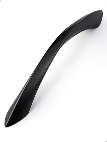 Black Cabinet Pulls 5 Inch Arch Twisted Matte Black Handles Drawer Kitchen Cupboard Bathroom Dresser Cabinet Hardware Zinc Alloy 10 Pack - color: Black, size: 5 Inch Hole Centers
