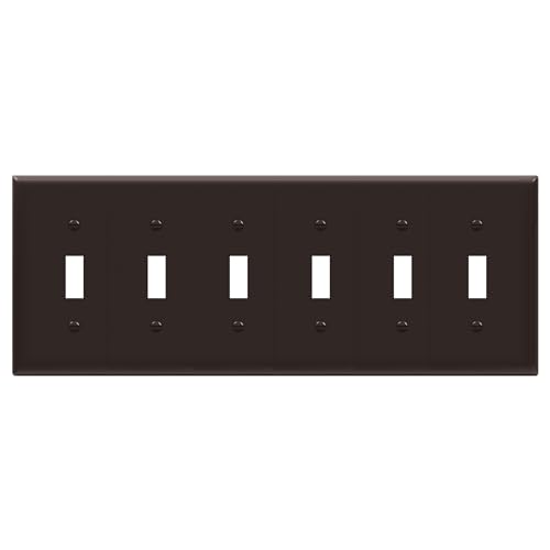 ENERLITES Six Gang Light Switch Wall Plate, Toggle Switch Plate, 6-Gang Standard Size 4.50" x 11.81", Unbreakable Polycarbonate Thermoplastic, 8816-BR, Brown - color: Brown, size: Standard Size