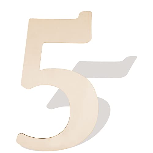 12 Inch Wooden Numbers 5, Large Wood Numbers Cutout for DIY Crafts - color: 5, size: 12 Inch