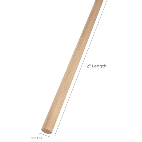 Round Wooden Dowel Rod 1/2" x 12" (6-Pack) - size: 1/2" x 12" (6pk)