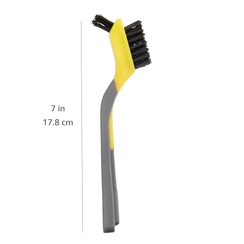 Amazon Basics Stainless Steel Mini Wire Brushes for Paint Removal, Rust Removal, Crevice Cleaning, Soft Grip Ergonomic Handle, 3-Pack, Grey/Yellow