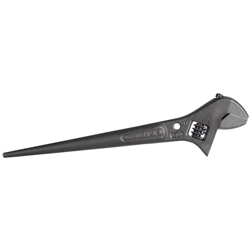 Klein Tools 3227 Extra Wide Adjustable Wrench, Made in USA, Construction Spud Wrench for Up to 1-7/16-Inch Nuts and Bolts, 10-Inch, with Tether Hole